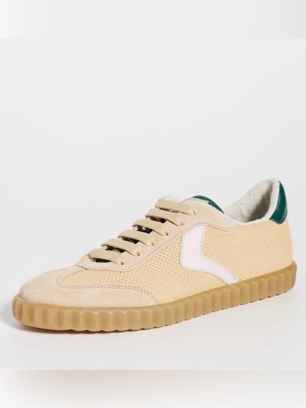 NWT VOILE BLANCHE Ines Sneaker in Ecru/Straw/Green